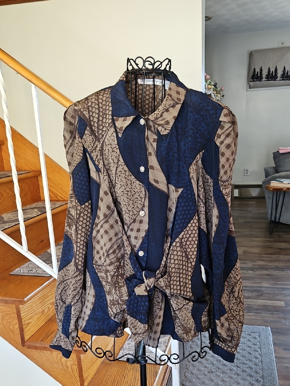 👚Serge Nancel Vintage Abstract Print Blouse